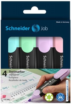 Szövegkiemelő készlet, 1-5 mm, SCHNEIDER "Job Pastel", 4 különböző pasztell szín